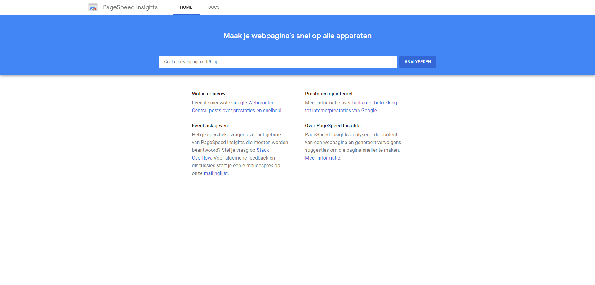 Afbeelding van Google pagespeed