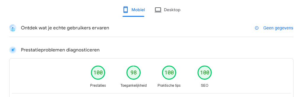 afbeelding van een snelle website die bovenaan in google staat